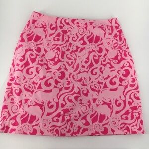 Lilly Pulitzer Pink 7Cs Animal Print Preppy Fun Resort Vacation Casual Skirt Sz2